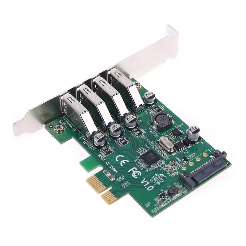 

4 Port USB 3.0 PCIE Expansion Card PCI Express Sata Power Hub Adapter Controller
