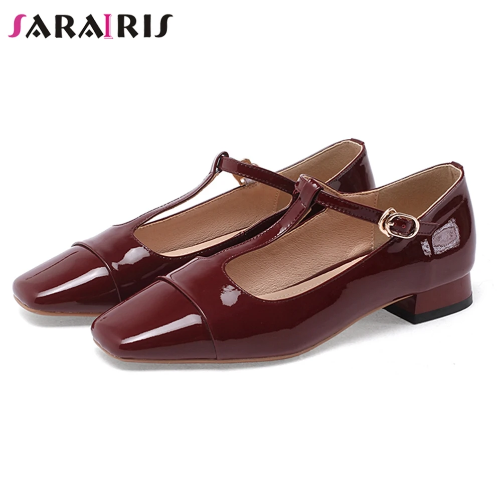 

SARAIRIS 33-40 Ins Female Genuine Cow Leather Pumps 2020 Elegant Fashion Spring Autumn Shoes Woman Chunky Heels Shoes Woman