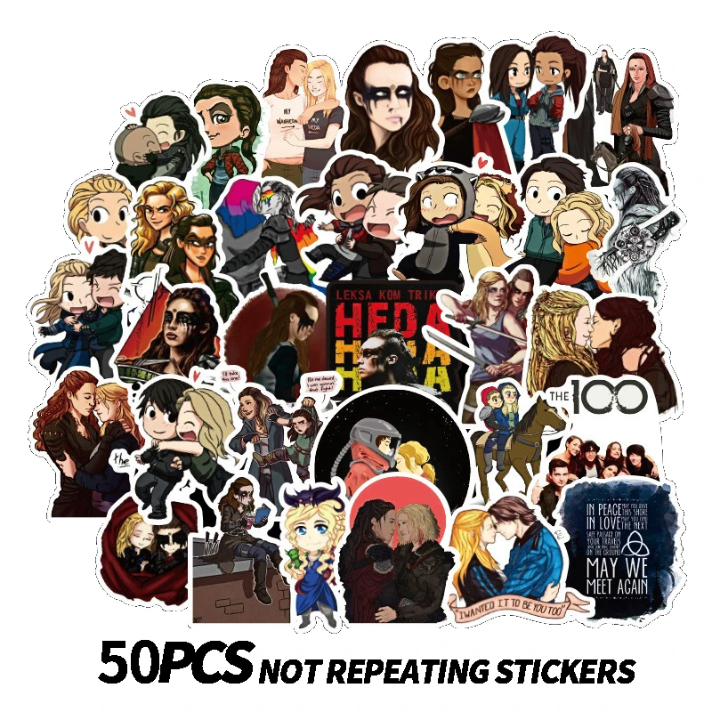 

50pcs/pack The Hundred/The 100 Cartoon Stickers Tv Shows for Luggage Laptop Decal Skateboard Moto Car Guitar Fridge Sticker Toys