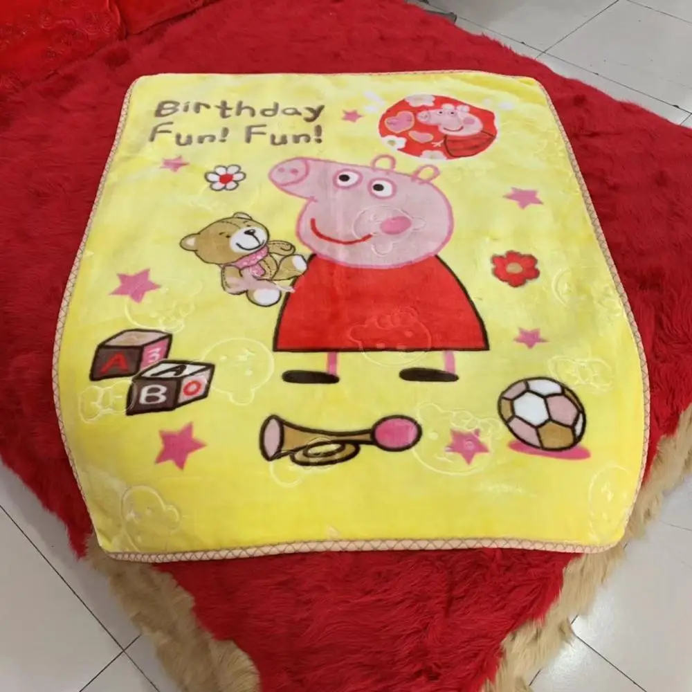 Peppa Pig 100*125 см мультяшный слон Фламинго мягкий микрофибровый плюш одеяло детское Флисовое одеяло для дивана-кровати самолет путешествия пледы - Цвет: Peppa Pig