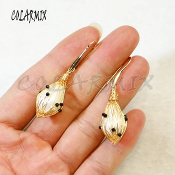 

6 Pairs Drop Winding Shell Pearls earrings Hook earrings Natural pearls jewelry earring lady gift jewelry earrings 9474