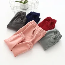 Осень, стиль, корейский стиль, штаны в полоску с кружевными карманами для девочек