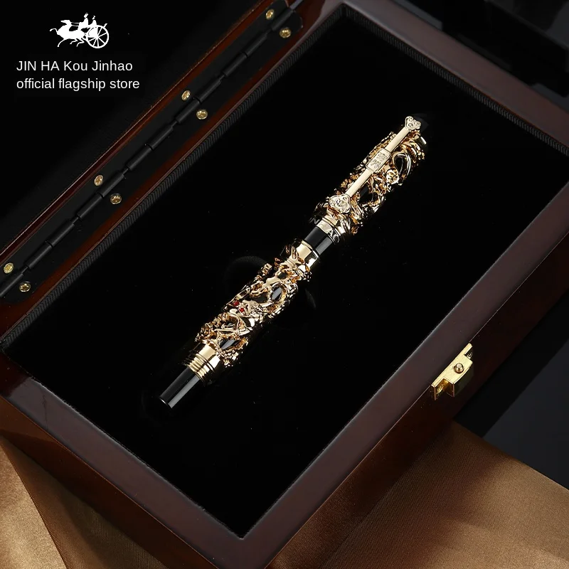 Роскошные подарочные ручки Jinhao серый и красный 3D Дракон Феникс авторучка 0 5 мм
