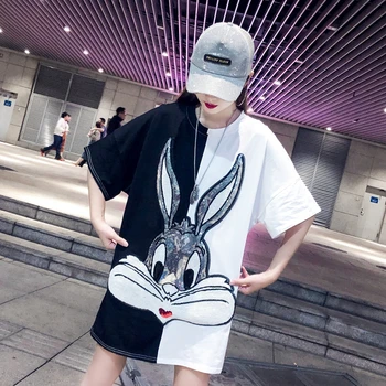 

Women's short-sleeved T-shirt 2020 spring and summer personality short-sleeved t-shirt women loose Korean mid-length T-shirt