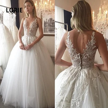 MEJOR OFERTA ❤️ LORIE-Vestidos de Novia de encaje, elegantes, sin mangas, ilusión, de talla grande - discount item 30% OFF Bodas y eventos