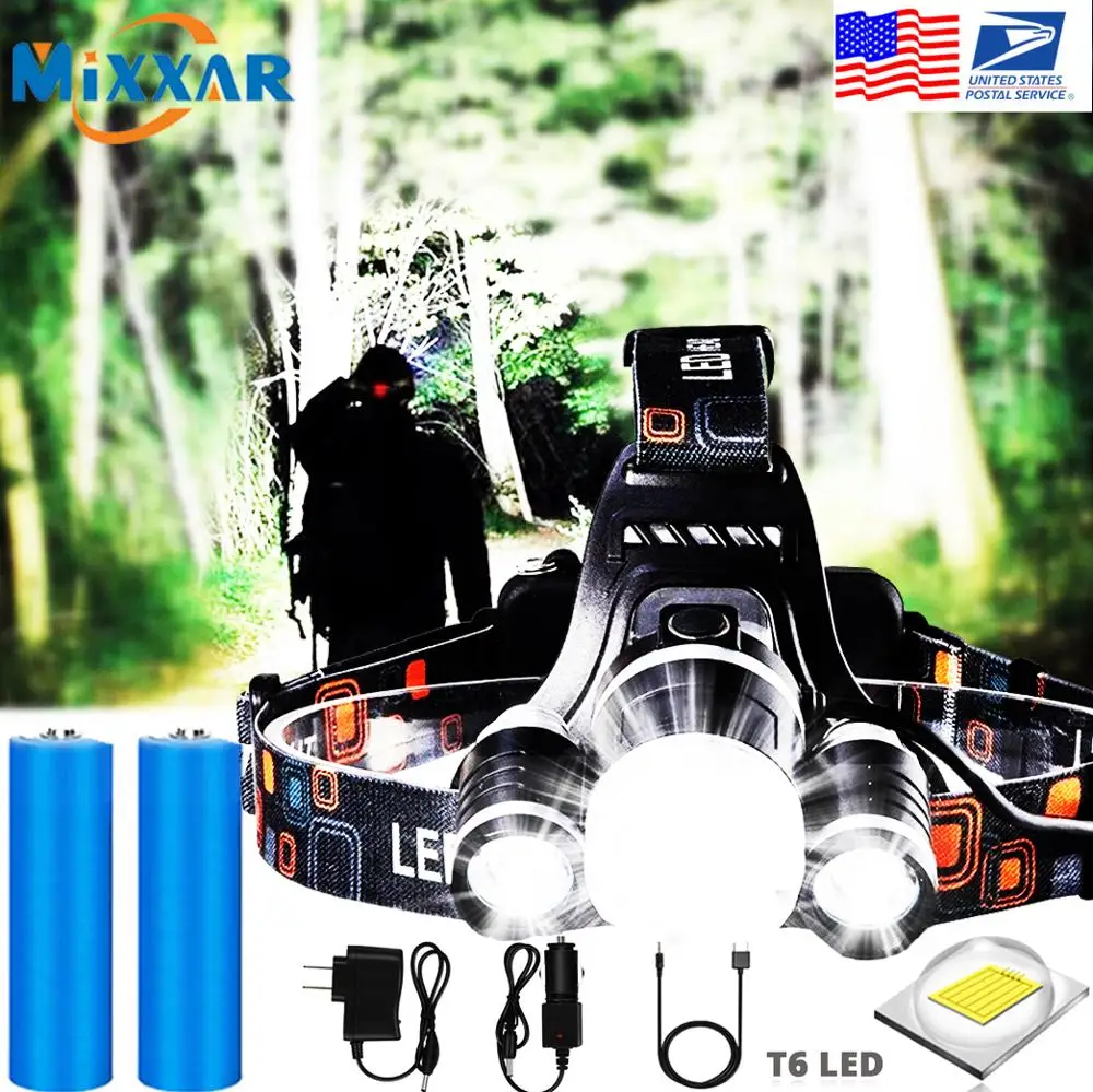 Cena EZK20 Dropshipping lampa czołowa akumulator 3 T6 R5 LED kask reflektor kable rozruchowe ładowarka ścienna na kemping