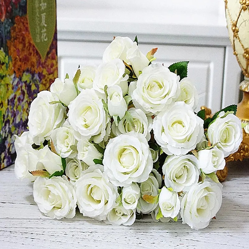 Розы Букет вазы для домашнего декора свадебные аксессуары для невесты декоративные цветы венки скрапбук рукоделие искусственные растения - Цвет: 4