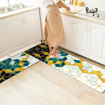 

Kitchen Floor Mat Anti-slip Oil Resistant Waterproof Household Mat Wipable Disposable Strip into Rug Can Tailor Doormat Customiz