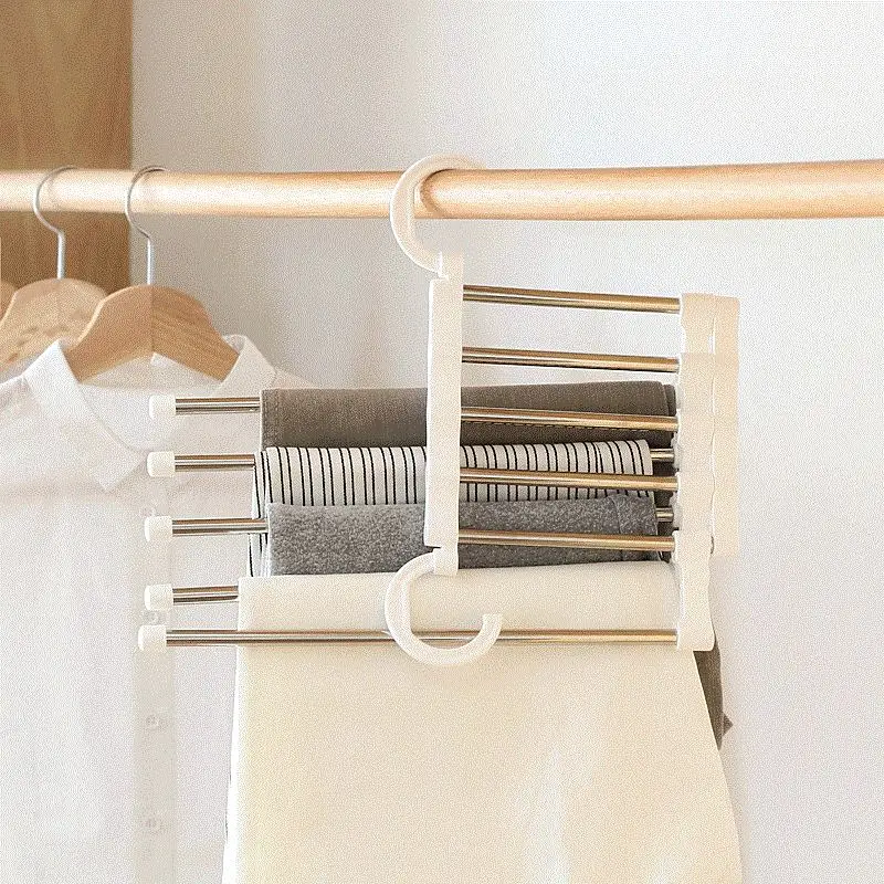 

Multi-functional Wardrobe Hanger 5 in 1 Clothes Hanger Pants Storage Rack Adjustable Trouser Tie Rack Belt Scarf Neckties Hanger
