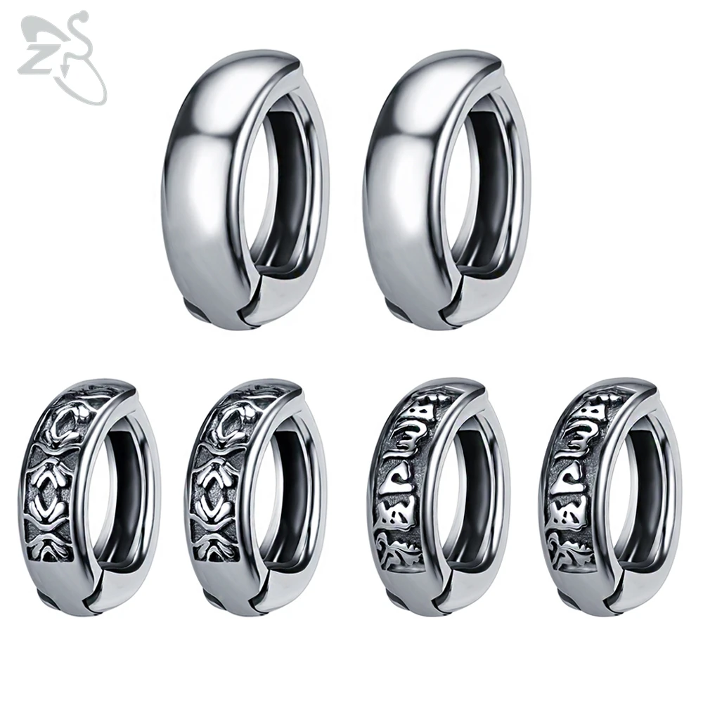 ZS 1 Pair Gothic Punk Stainless Steel Ear Clip Unisex No Piercing Earring Circle Cuff Pierced Fake Earrings Jewelry | Украшения и