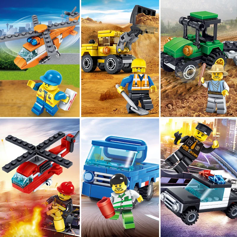 

KAZI Building Blocks Toy City Engineering Vehicle Airplane Doll Toy Children'S Educational DIY Assembled Fight Inserted Toy Car