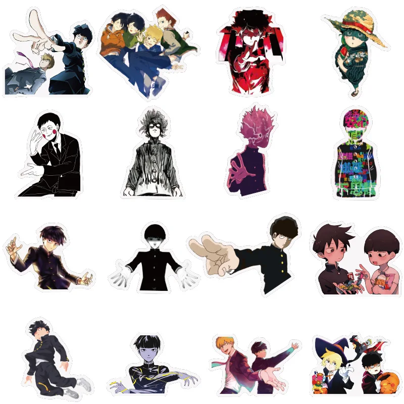 50 шт., мультипликационные наклейки Mob Psycho 100, забавные наклейки для ноутбука, детский Подарочный блокнот с декором, ПВХ, для macbook air pro dell lenovo hp