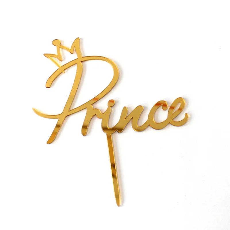 Prince Princess Acrylic Happy Birthday Cake Topper Gold Mirror King Queen Wedding Cake Topper For Birthday Party Cake Decoration Cake Decorating Supplies Aliexpress