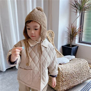 

2020 children's autumn and winter jacket boys and girls quilted buttons cotton jacket