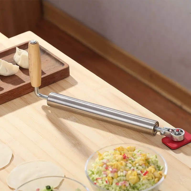 

Household Solid Wood Dumpling Skin Rolling Pin Large Roller Rolling Pin Rolling Pin Dumpling Skin Artifact Stainless Steel Leath