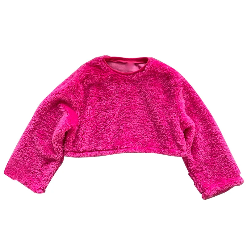 Женская толстовка Kpop, Женская Толстовка Moleton Feminino Inverno, для девушек, овчина, толстая, с длинным рукавом, круглый вырез, гранулы, плюш, Повседневная