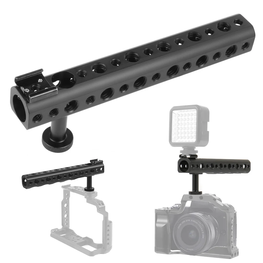 M50 Camera Cage Rig + 1/4 Top Handle Grip Aluminum Alloy for Canon EOS M50 M5 DSLR Cold Shoe Mount Video Vlog Film Stabilizer