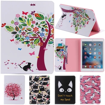 

Cute Cartoon Painted Stand Leather Cover Case For Samsung Galaxy Tab 4 10.1" T530 T531 T535 Smart Cover Cases Auto Sleep Wake Up