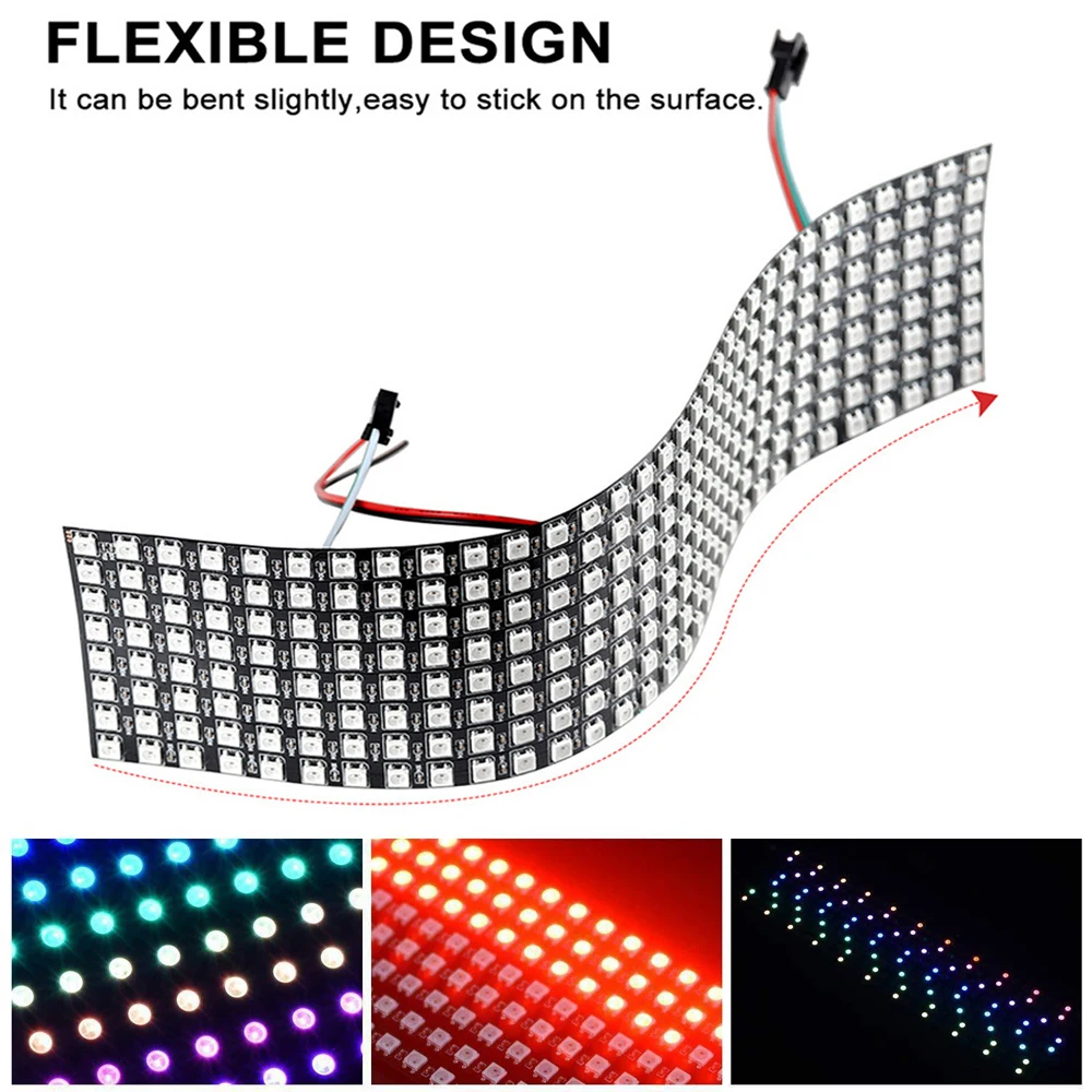 8x32 16x16 Pixels WS2812 Digital Flexible LED Program Display Panel Screen Individually RGB Addressable 5050 Led Modules Strip | Лампы и