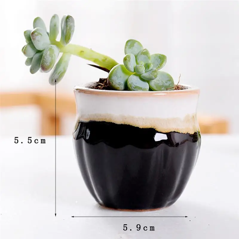 Pot De Fleurs Céramique Noir 15 Cm - Avec Trou De Drainage, Pour Plantes Grasses Et Intérieur