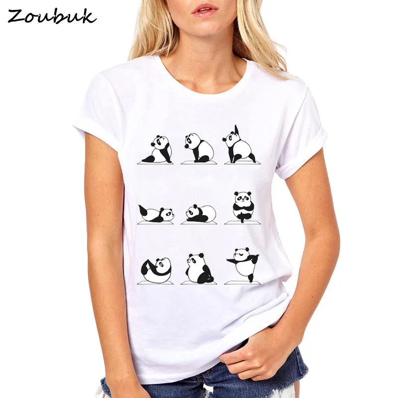 

2020 Women's T-Shirts Dabbing Panda exercise Tee Shirt Funny Short Sleeve Cute T Shirts Female Hip Hop Camiseta Tshirt