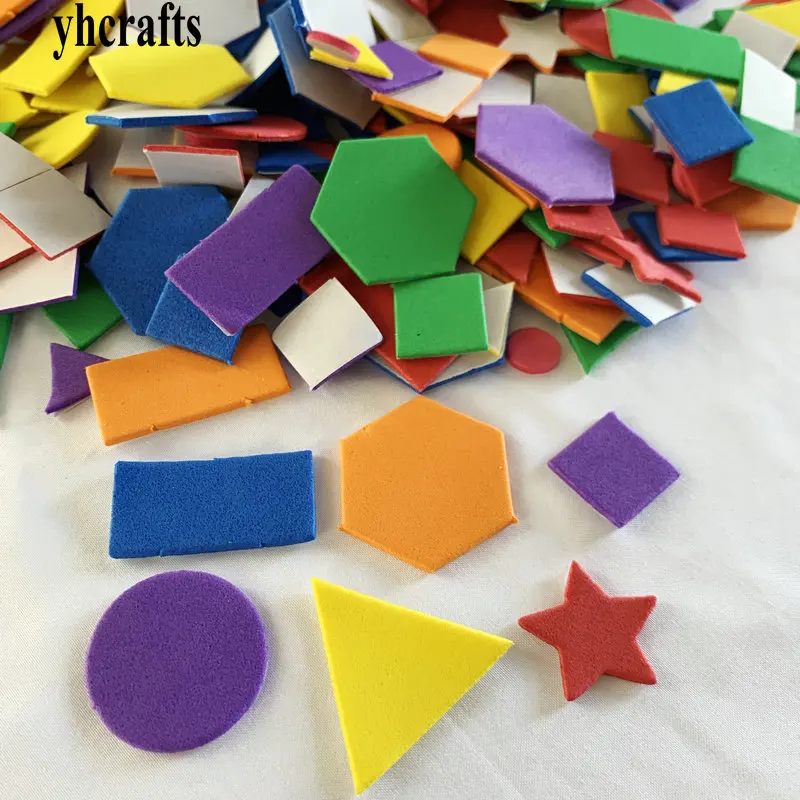 Mixed Shape Foam Stickers foam stickers Irregular geometric figure Foam puzzle Early educational toy Kindergarten crafts 1bag(15-250PCS)/LOT