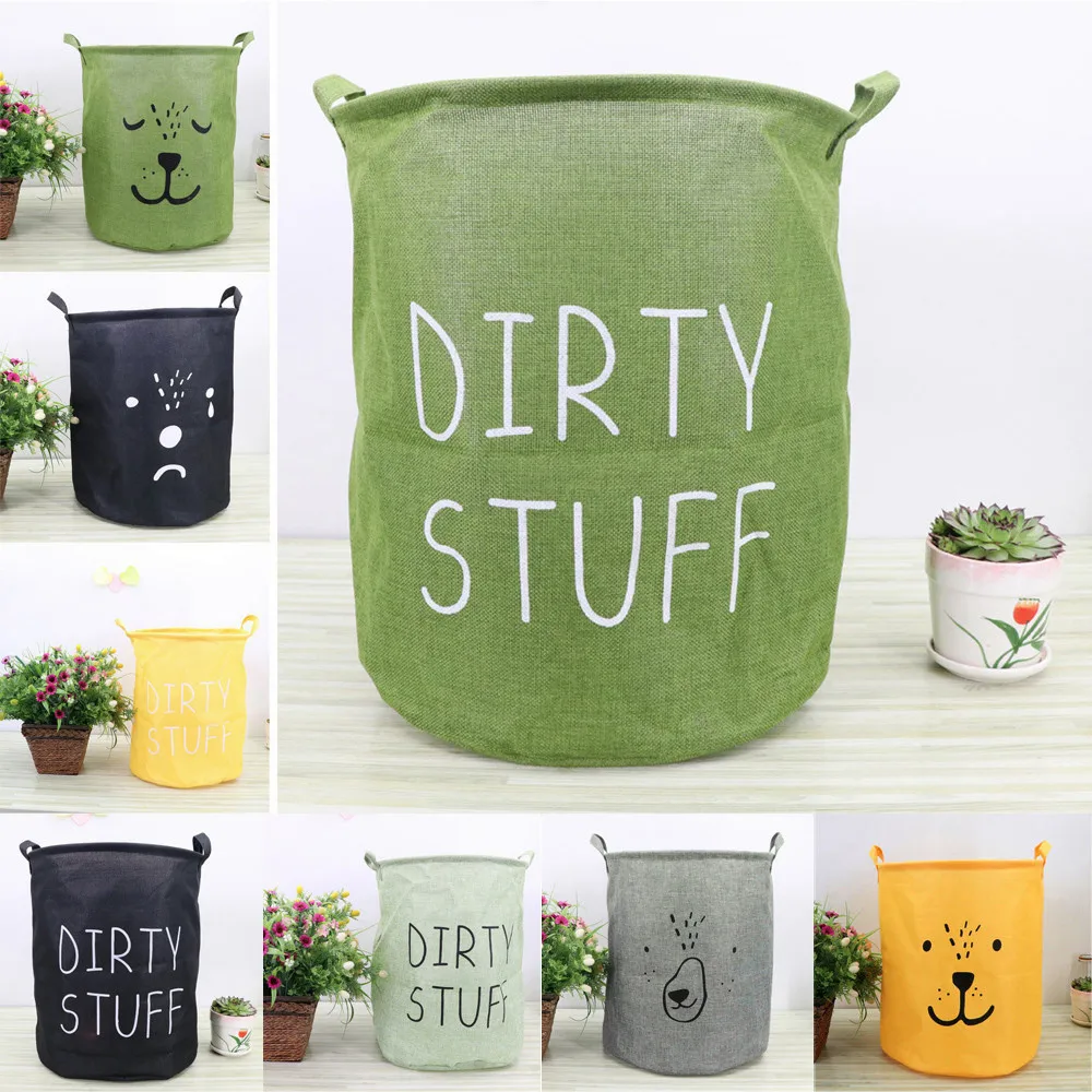 

#L4 2019 hot practical Waterproof Canvas Laundry Clothes Basket Storage Basket Folding Storage Box drop shipping