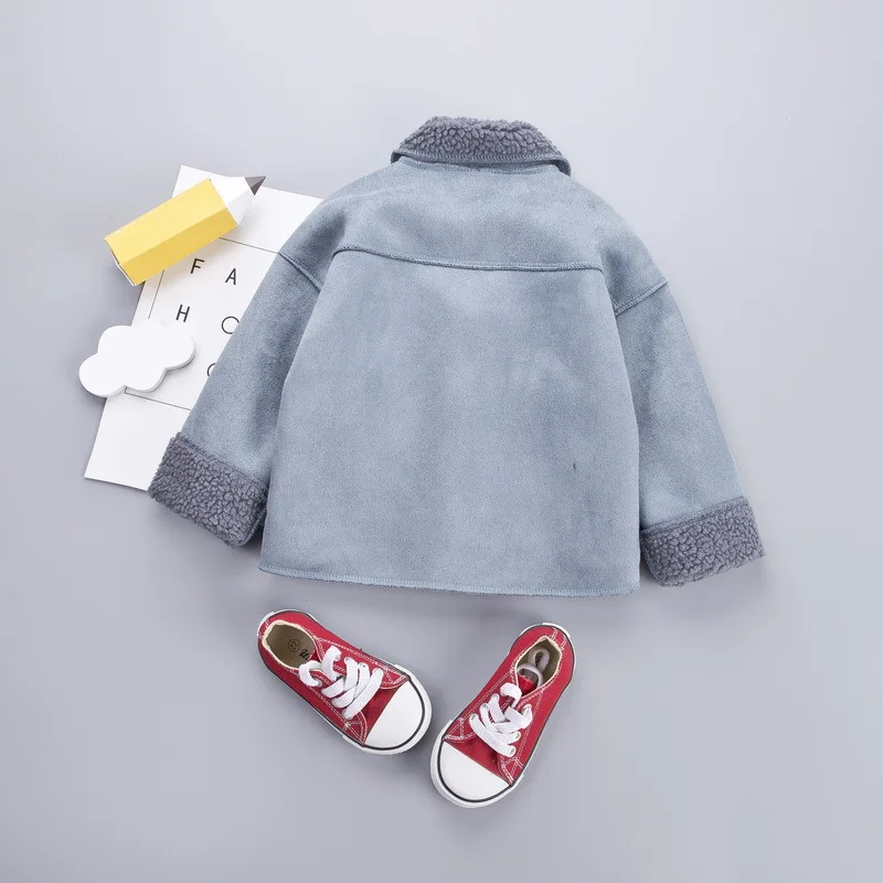 Winter New Lambskin Children Jacket Plus Velvet Warm Boy Jacket Korean Children Clothing