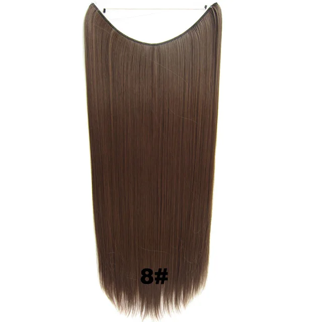 24inch 50grams 100grams Synthetic Hair Extension Gradual Color Brown Gray Blonde String Halo Hairpieces Extensions 100g-8