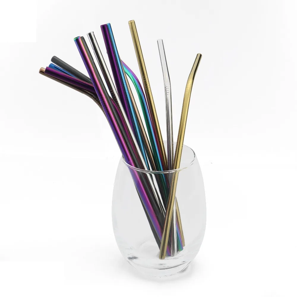 Premium Reusable Stainless Steel Drinking Straws with Cleaning Brush - Eco-Friendly Bar Accessory