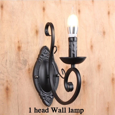 1 head Wall lamp Современная подвесная люстра из кованого железа, винтажная люстра, Потолочная свеча, светильники для освещения, железное черное/Белое домашнее освещение - Цвет корпуса: 1 head Wall lamp