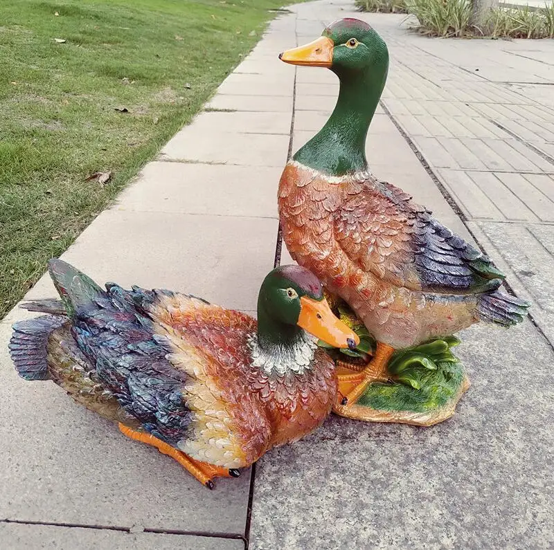 

Pastoral Simulation Animal Resin Ducks Decor Garden Courtyard Statue Accessories Crafts Outdoor Park Villa Figurines Decoration