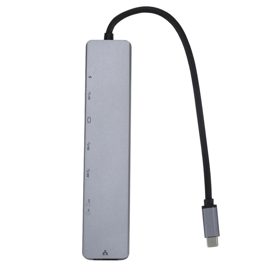 8 в 1 удлинитель для путешествий type-c USB C концентратор мульти разветвитель для ПК ноутбука быстрая зарядка RJ45 адаптер Портативный высокоскоростной мини 4K HDMI