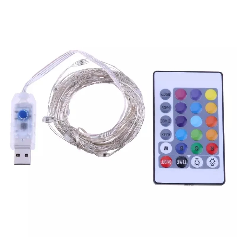 

RGB USB 5M 50LED Christmas Led Lights Holiday Fairy Lights Decoration Home LED curtain Decoration Garland 24 key Remote Control