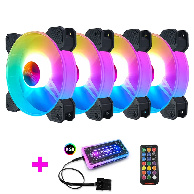 Cool Fan Month Jade Bracelet RGB Case Fan 12cm Desktop PC Heat Dissipation Fan Symphony Color Changing Eclipse Mute
