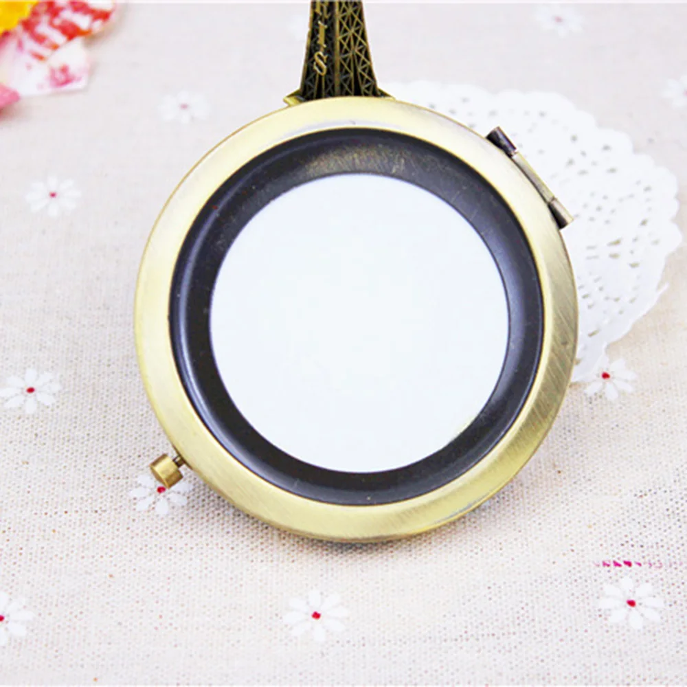 1Pc Portable Makeup Mirror Solid Color Metal Round Case Double-Side Pop-Up Pocket Mirror Beauty Accessories Rose Gold