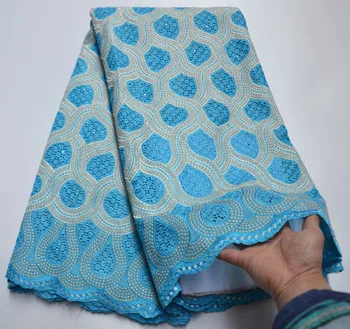 

High Quality Swiss Voile Lace In Switzerland With Stones Eyelet Holes Nigerian African Lace Fabric For Party Sew VA2-74