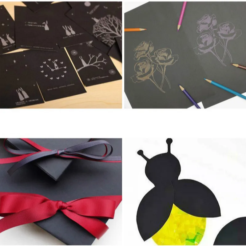 Blank Postcard Paper Hand Drawing DIY Graffiti Card A4/A3/4K/8K Black Greeting Card Thick Hard Cardboard Scrapbook Drawing Paper