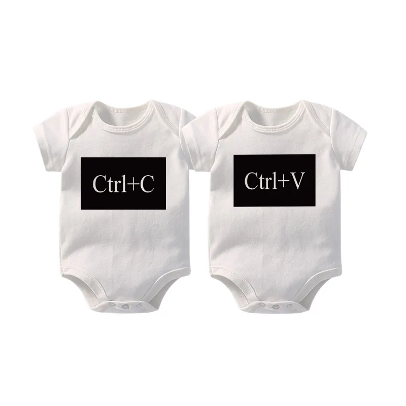 

Baby Bodysuit costom Twins Copy Paste Control C Control V cotton infant Creeper Jumpsuit 0-12M Free Shipment