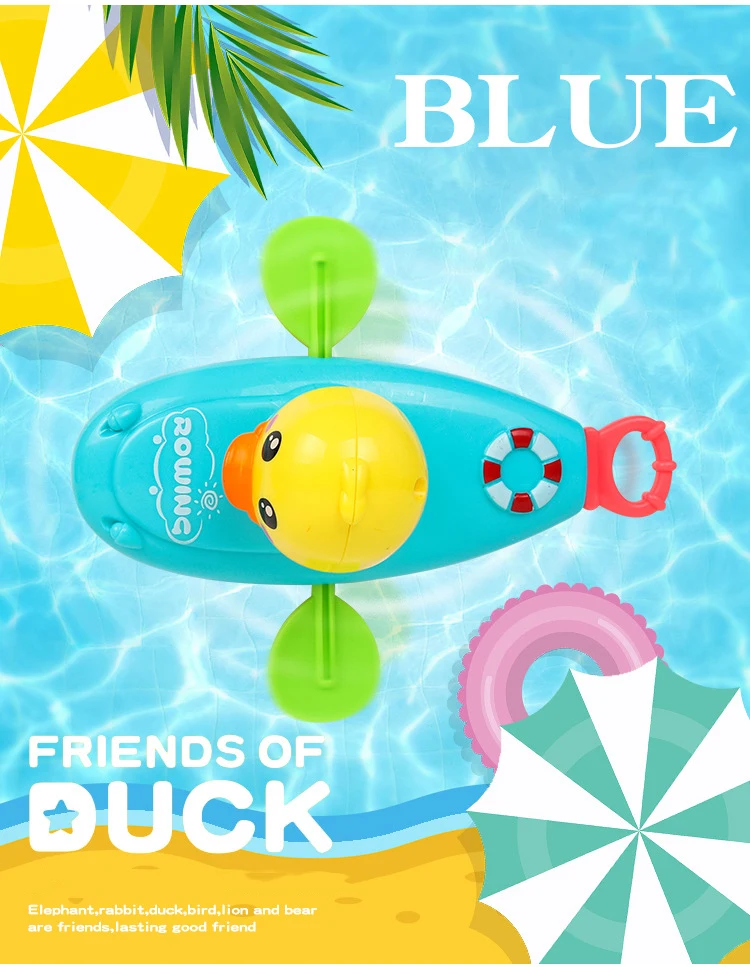 1 pcs Cute Cartoon Duck Bath Toys Classic Water Toy Back Rowing Boat  Baby Bathing Swim Duck Chain Clockwork Toy for Children Baby & Toddler Toys near me