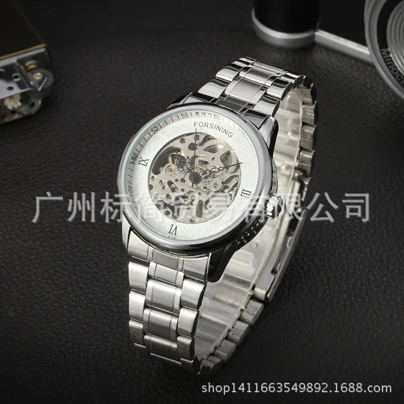 

Winner Genuine Product Fully Hollow out Men Fully Automatic Analog Watch Men's Automatic Analog Watch Steel Belt