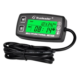 Digital Tachometer Tach Hour Meter Resettable Thermometer Temp Meter Motorcycle Meter Inductive  for Boats Gas Engine Marine ATV