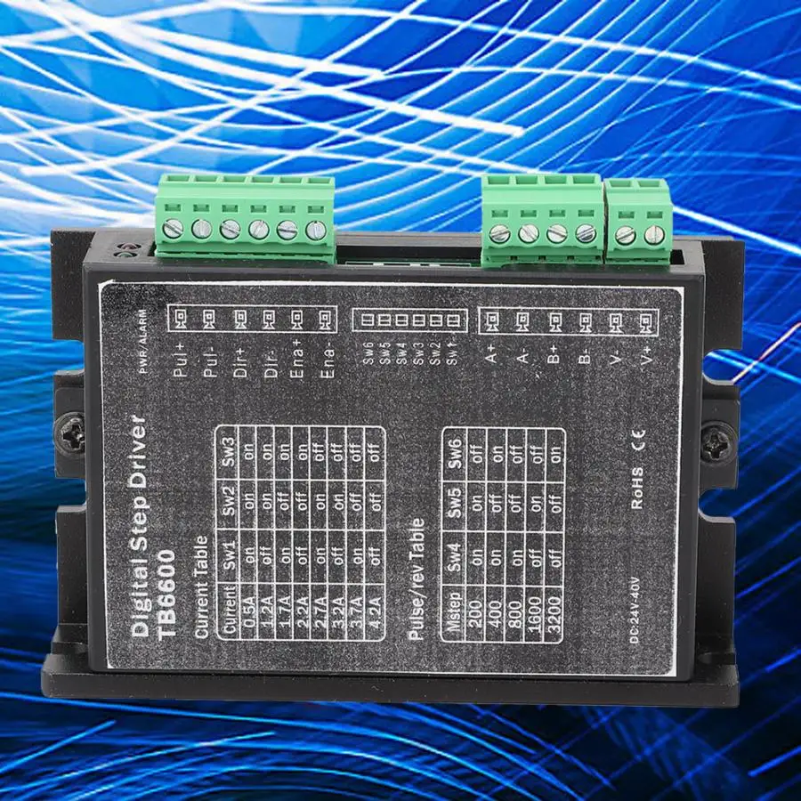 Драйвер шагового двигателя TB6600 DC24-40V 2 фазы/биполярный шаговый двигатель драйвер 1,0~ 4.2A/двухфазовый, размер nema 17/23 контроллер двигателя бесщеточный