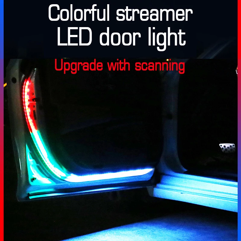 

2PCS Car-styling Red-white LED Streamer Door Anti-Collision Warning Light Welcome Decorative Light Belt Car Door Atmosphere Lamp