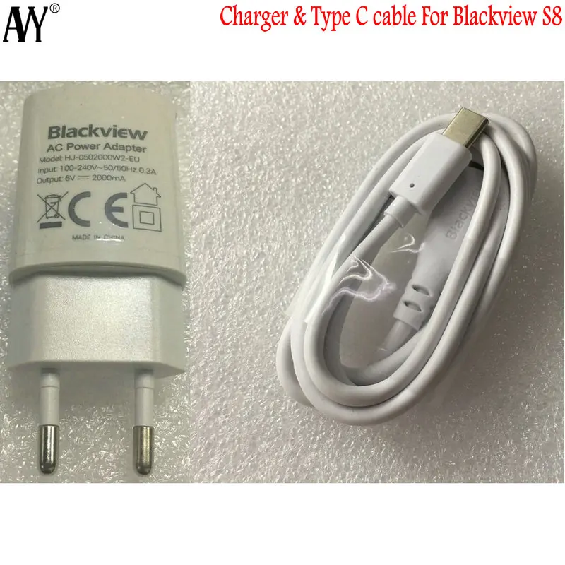 Charger with Cable AVY для Blackview S8 EU Plug 5V2A разъем зарядного устройства для путешествий с кабелем типа C расширенная версия кабель type-C для S8 - Тип штекера: Charger with Cable