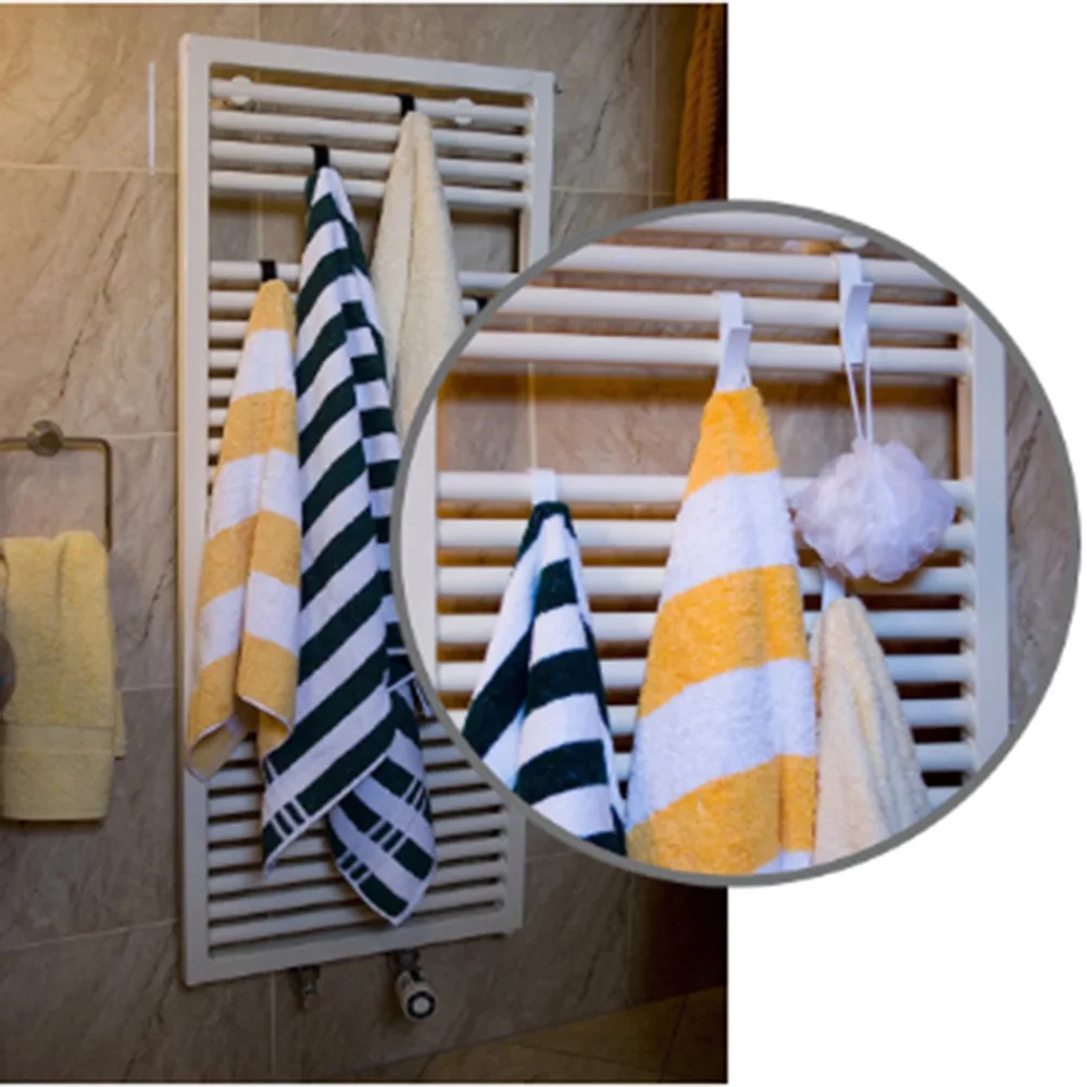 

High Quality Hanger For Heated Towel Radiator Rail Clothes Hanger Bath Hook Holder Scarf Hanger White 6pcs