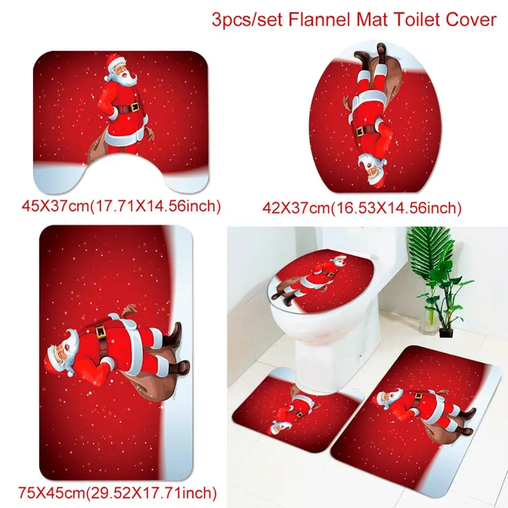 Carpet set 1 Рождественские шторки коврик для ванной комнаты украшения для салона автомобиля веселые рождественские украшения для дома рождественские подарки год - Цвет: Carpet set 1