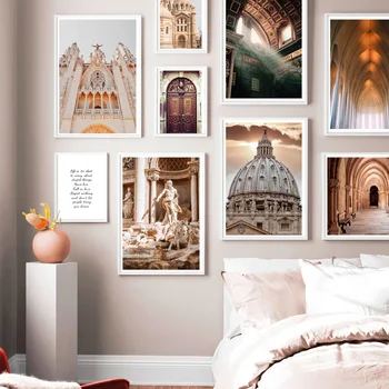 

Italy Rome church statue Door Dome Quotes Nordic Posters And Prints Wall Art Canvas Painting Wall Pictures For Living Room Decor