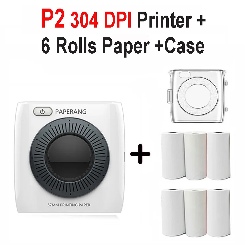 P2 6 Pcs Paper Case PAPERANG P2 карманный портативный Bluetooth фотопринтер мини 300 dpi термоэтикетка наклейка принтер для мобильного телефона P1 200 dpi - Цвет: P2 6 Pcs Paper Case