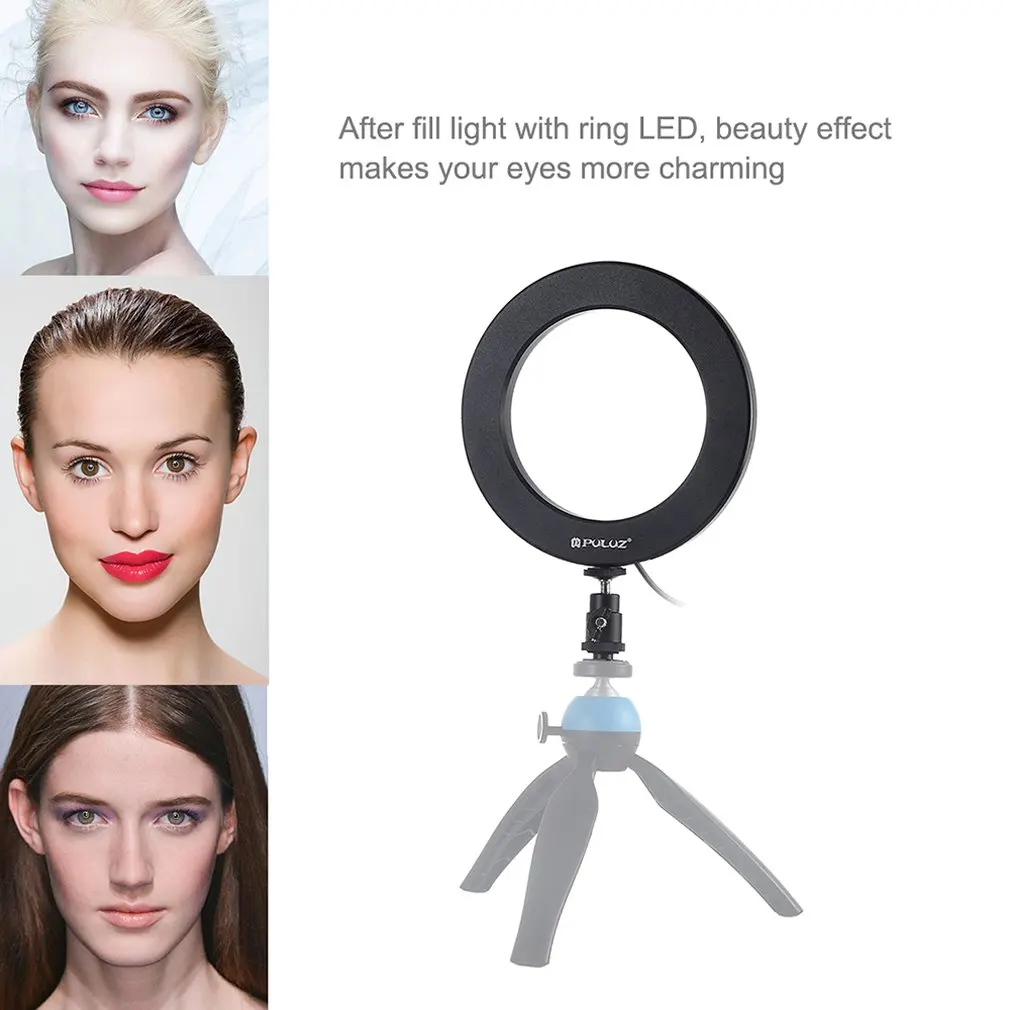 6.2 Inch Usb 3 Modes Dimmable Led Ring Vlogging Photography Video Lights With Cold Shoe Tripod Ball Head 6.2 Inch Usb 3 Modes Dimmable Led Ring Vlogging Photography Video Lights With Cold Shoe Tripod Ball Head